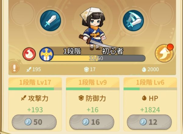 攻撃力＞HP＞防御力